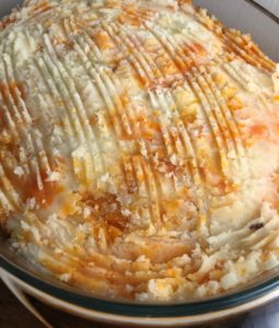 Cottage pie with sweet potato mix mash before cooking