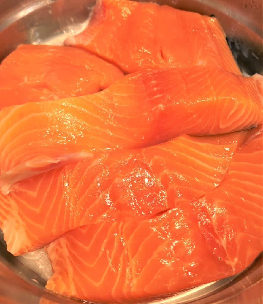 salmon fillets in steamer