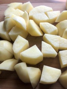 chopped raw potatoes