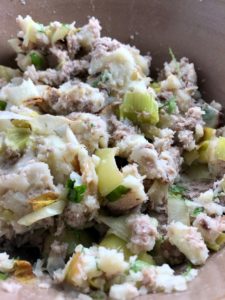 smoked mackerel fishcakes mix in bowl