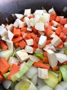 vegetable soup chopped carrots and other veg