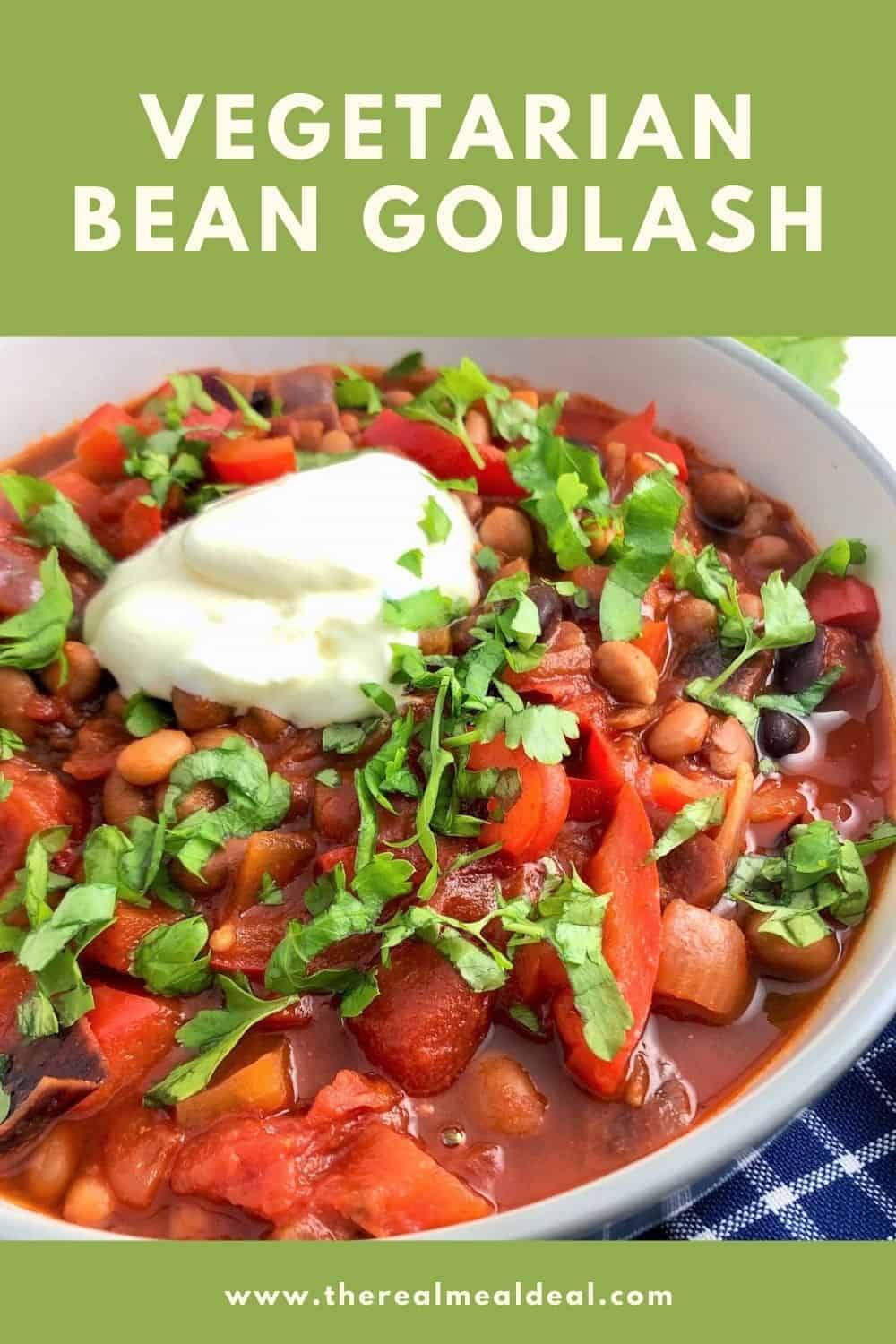 Vegetarian bean goulash pinterest image