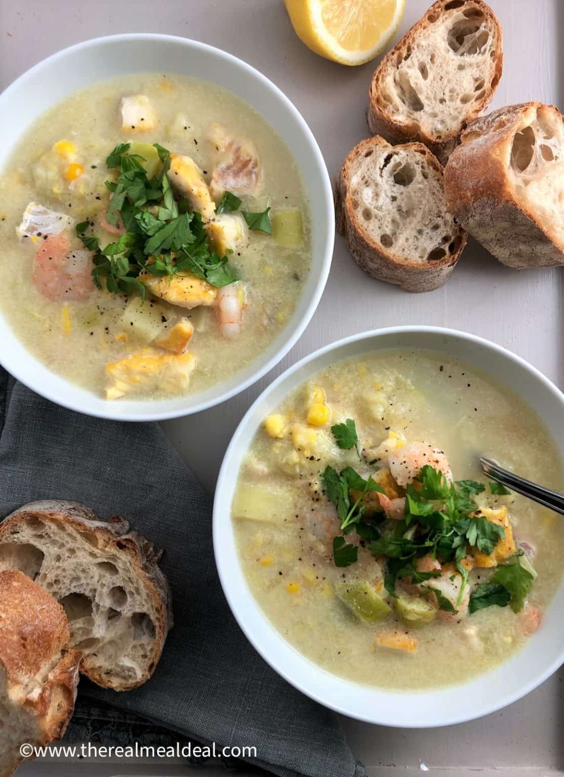 Smoked Haddock & Prawn Chowder with Sweetcorn The Real Meal Deal