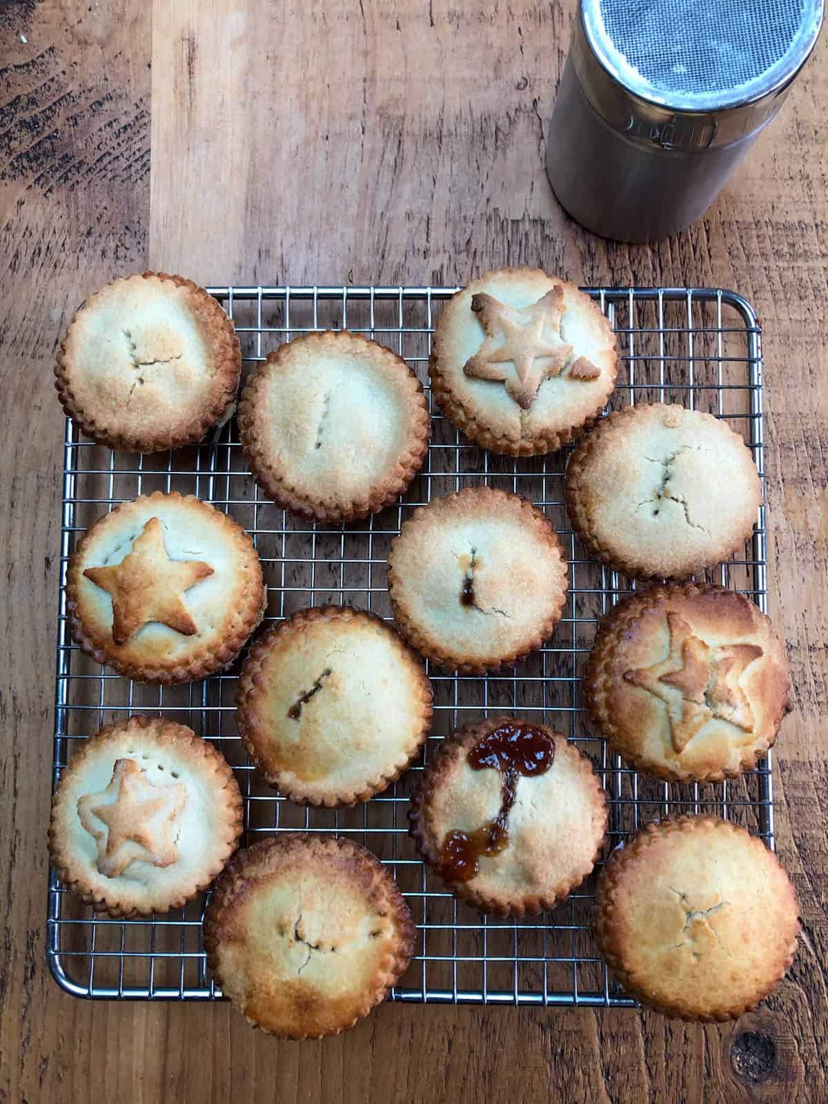 baked mince pies cooling on wire rack