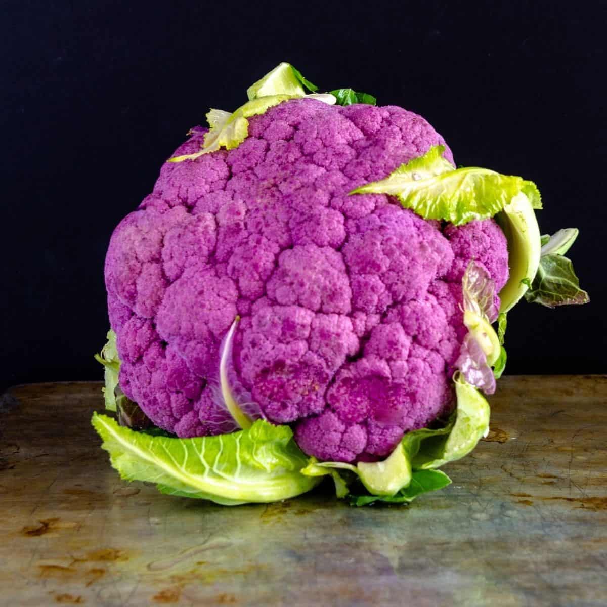 purple cauliflower on polished table
