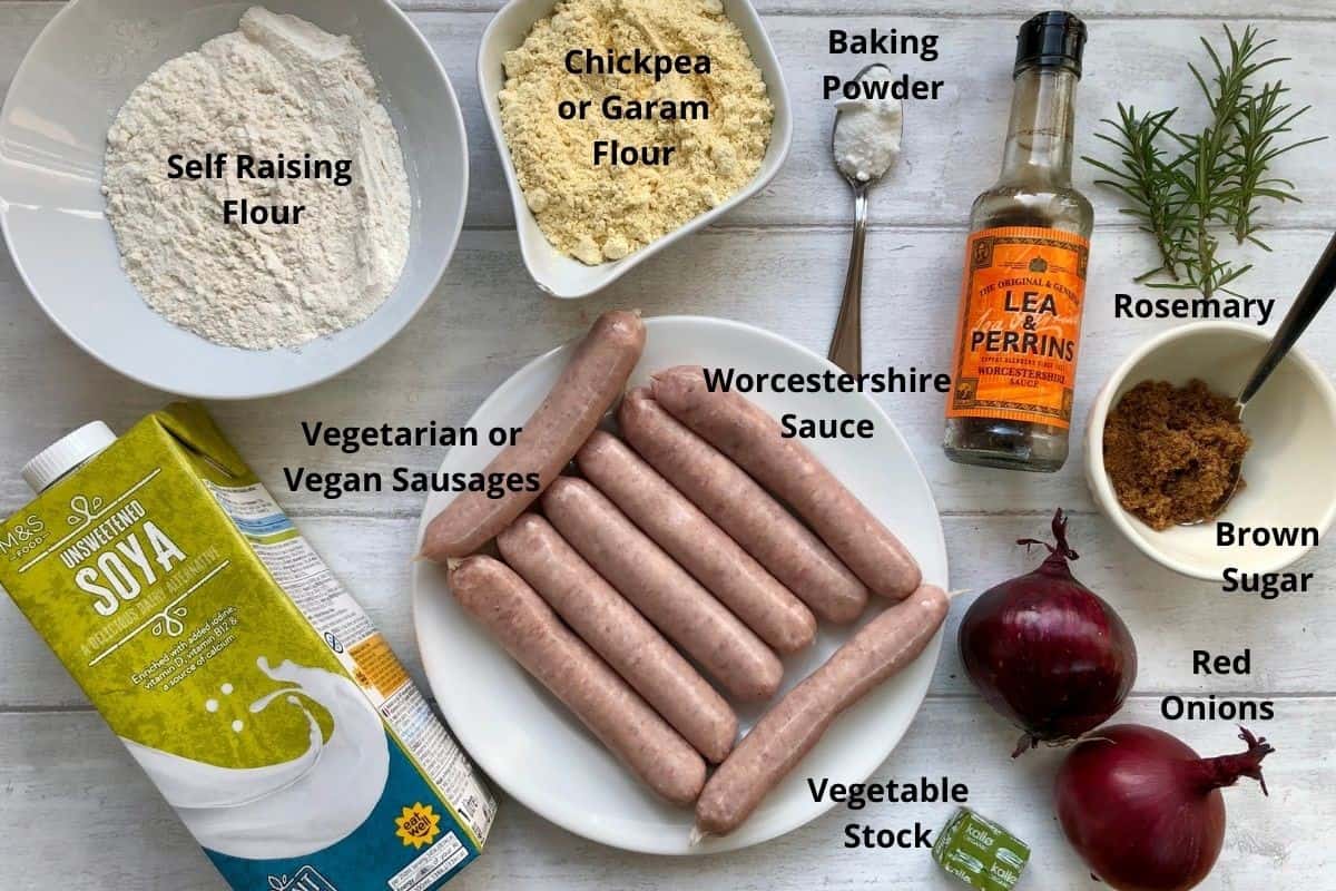 labelled ingredients for Vegan Toad in the Hole
