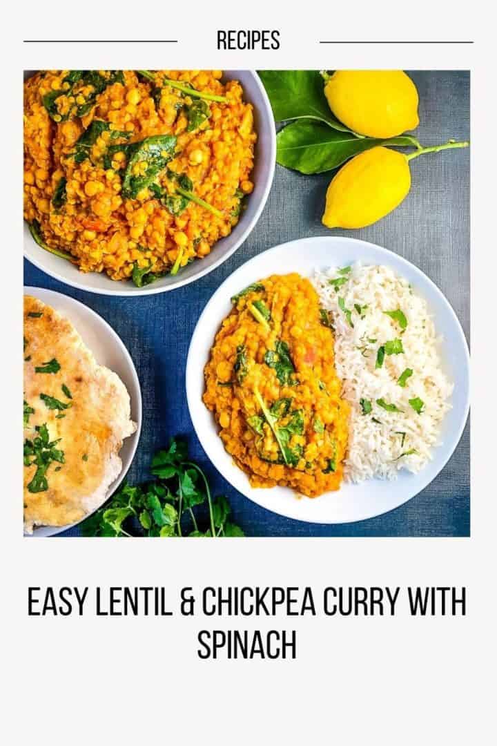 pinterest pin showing chickpea and lentil curry