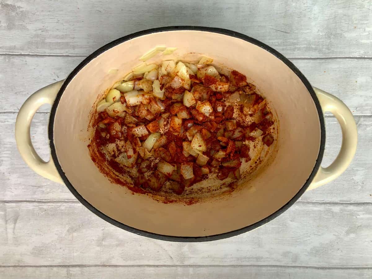 Quorn Chilli onions and spices in pan