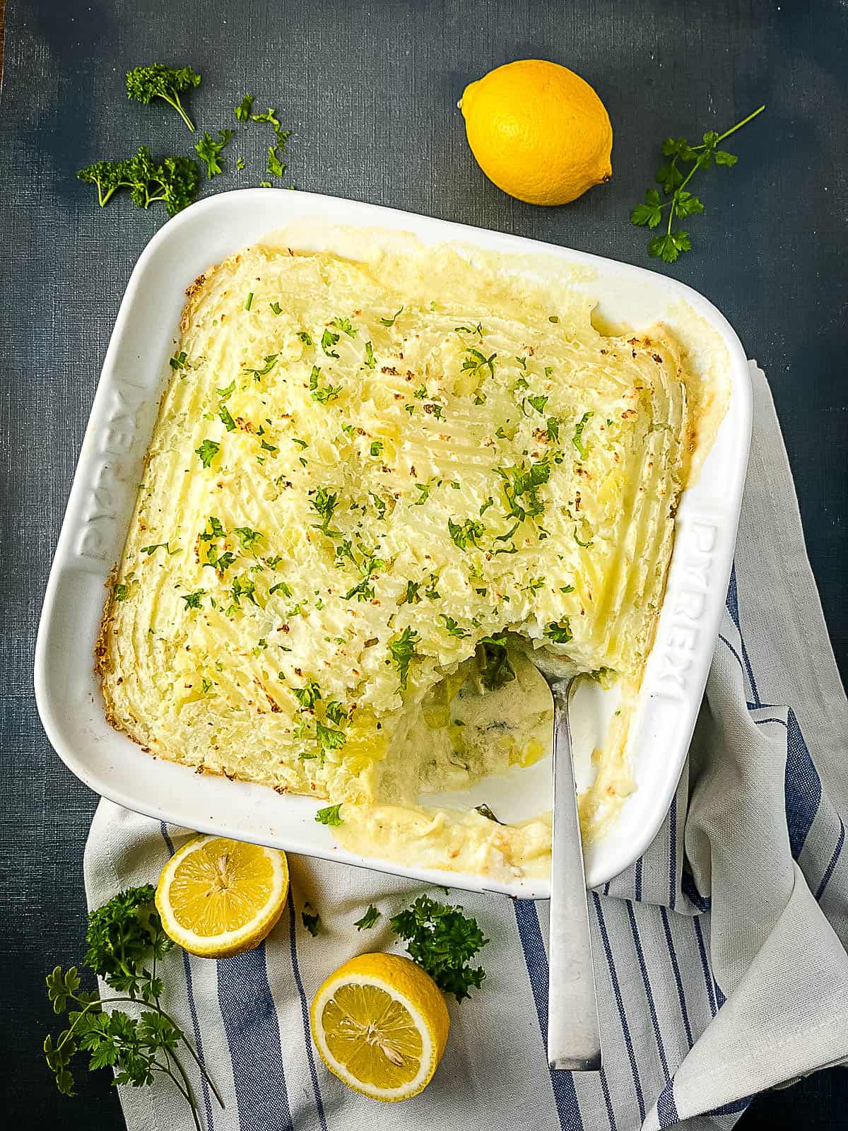 oven baked fish pie with leeks