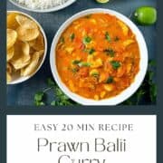pinterest image for prawn balti curry recipe