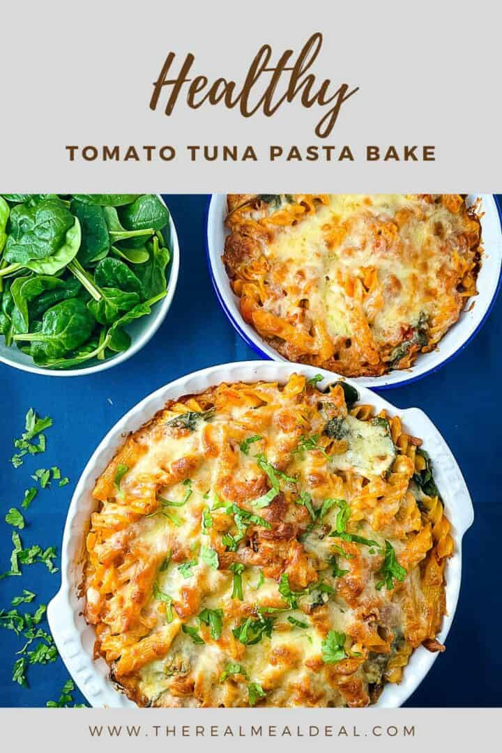tomato tuna pasta baked in dish