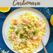 pinterest image for Smoked Salmon Pasta Carbonara no cream