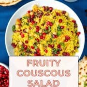 couscous salad with pomegranate seeds.