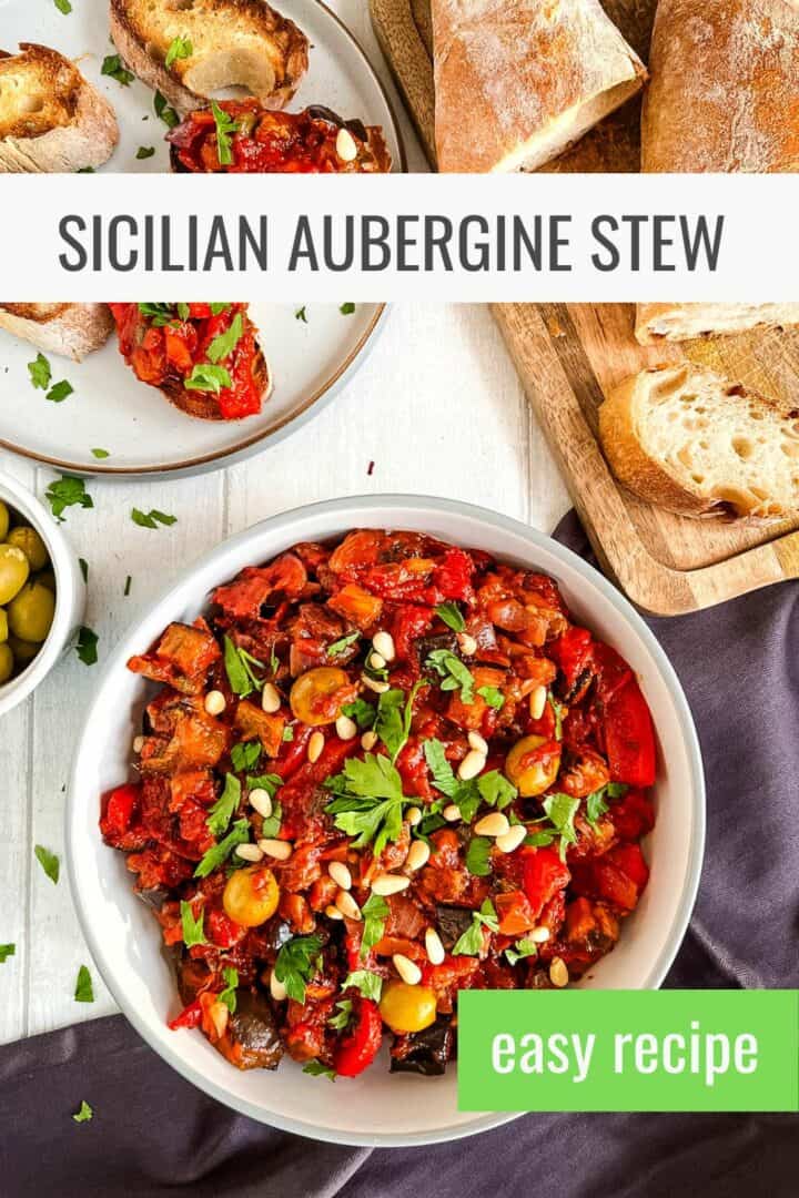 bowl of caponata or aubergine stew