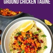 chicken mince tagine in a bowl with couscous.
