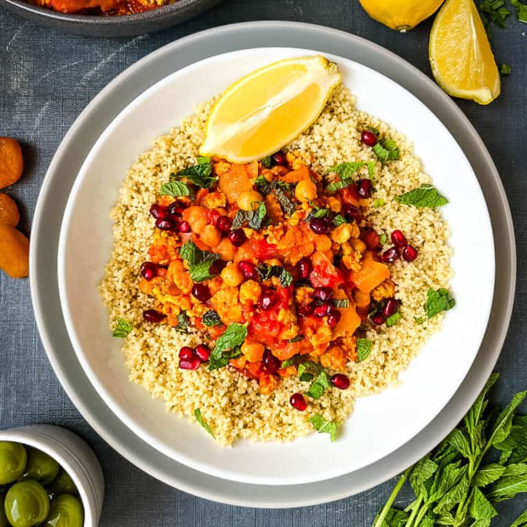 easy chicken mince tagine served with couscous