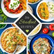 four recipe images with text 50 student recipes