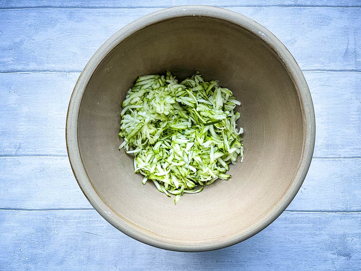 grated courgette / zucchini in a bowl