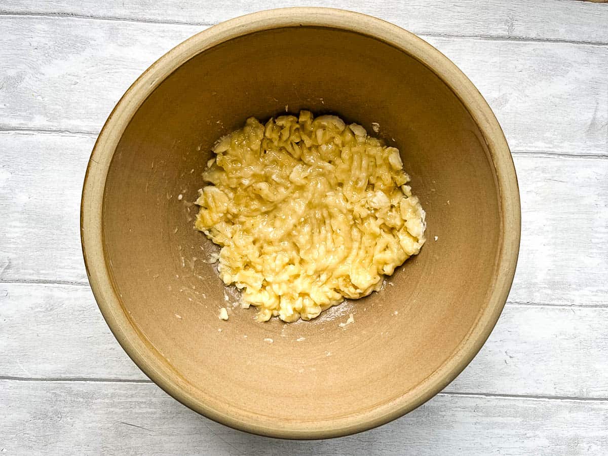 mashed bananas in a bowl