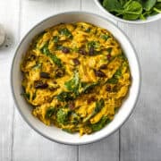 chicken curry in a bowl.