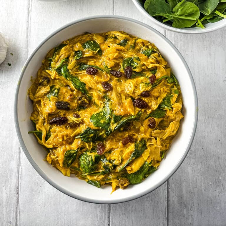 chicken curry in a bowl.