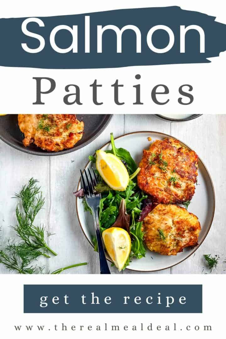 salmon fishcakes on a plate decorative image.