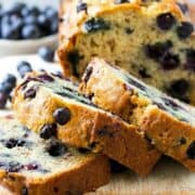 sliced blueberry banana bread