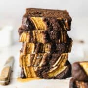 vegan chocolate banana bread sliced
