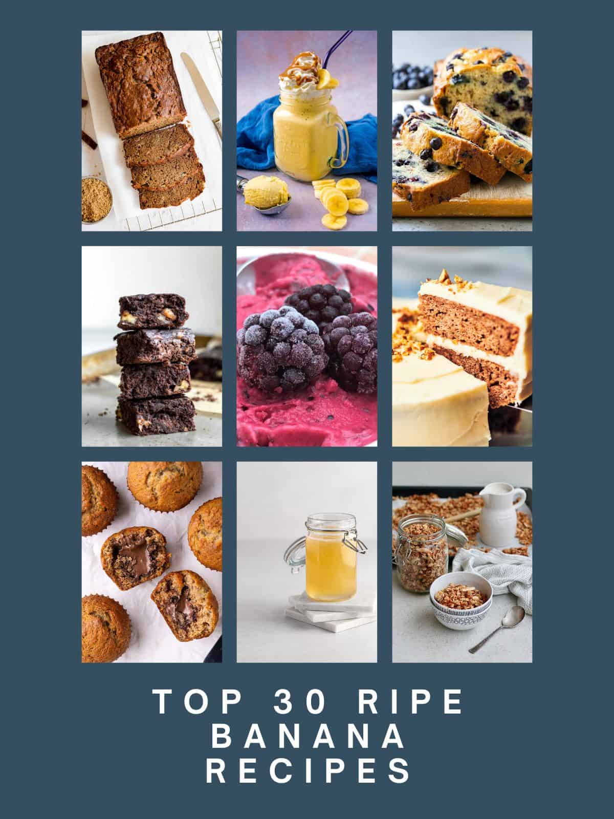 collage of ripe banana recipes