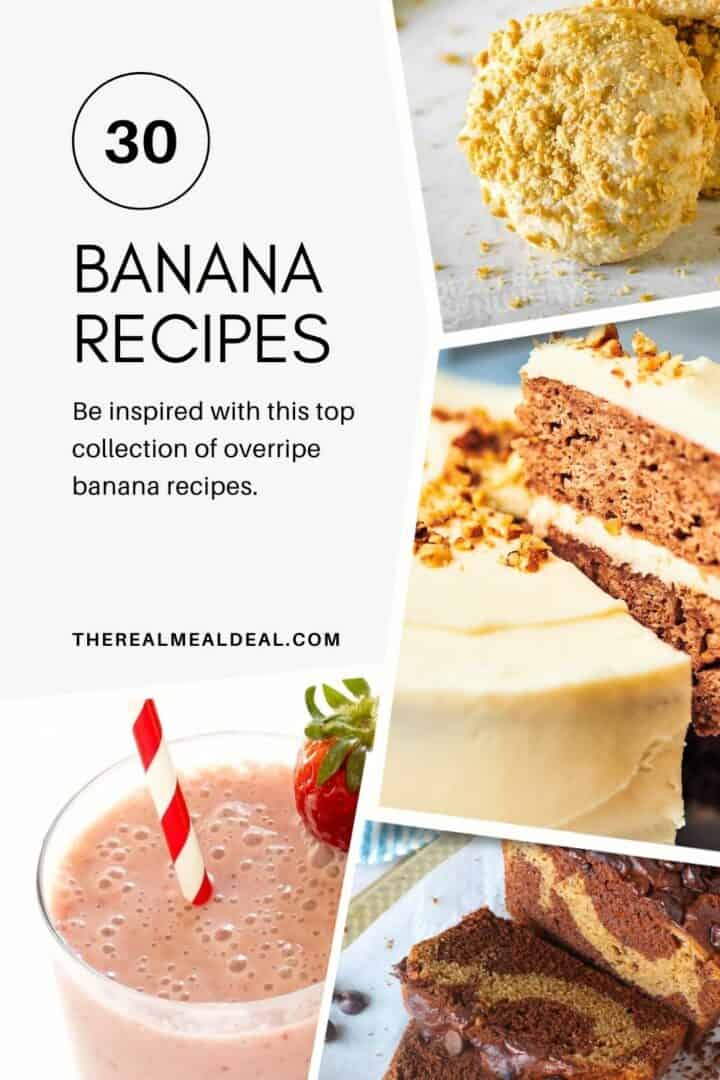 collage of 30 banana recipes