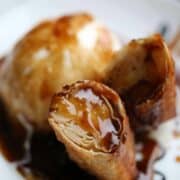 close up of banana spring rolls