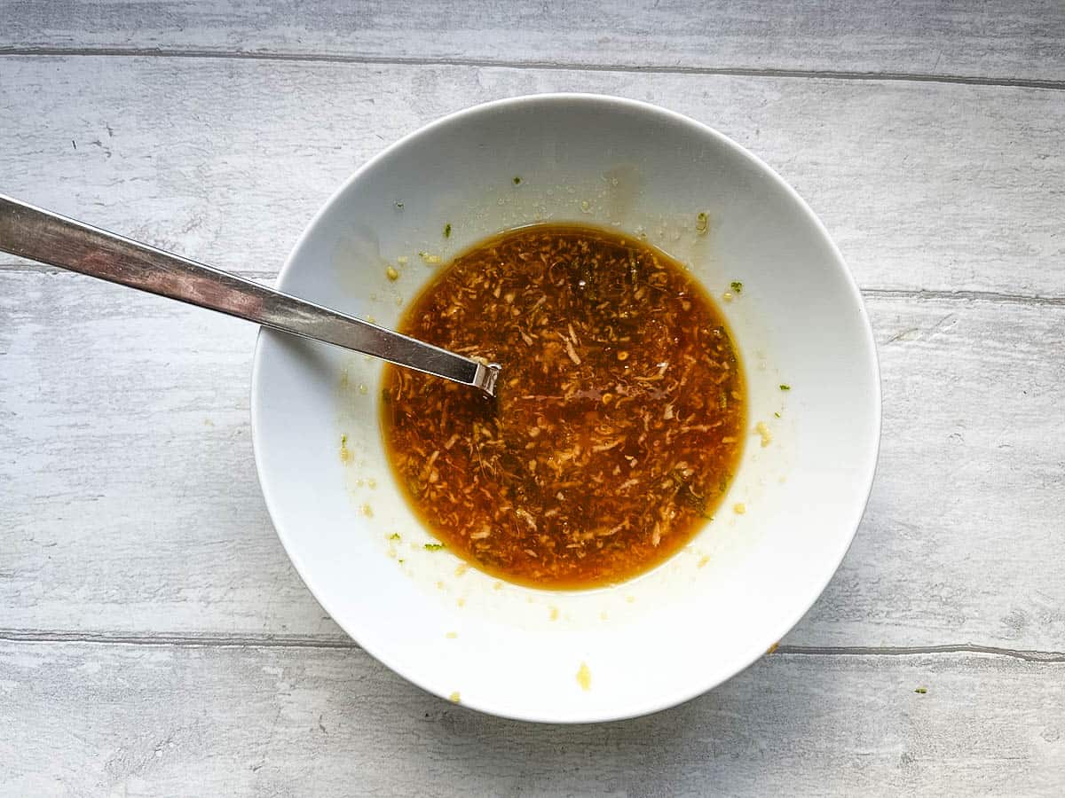 marinade ingredients mixed together in a bowl.