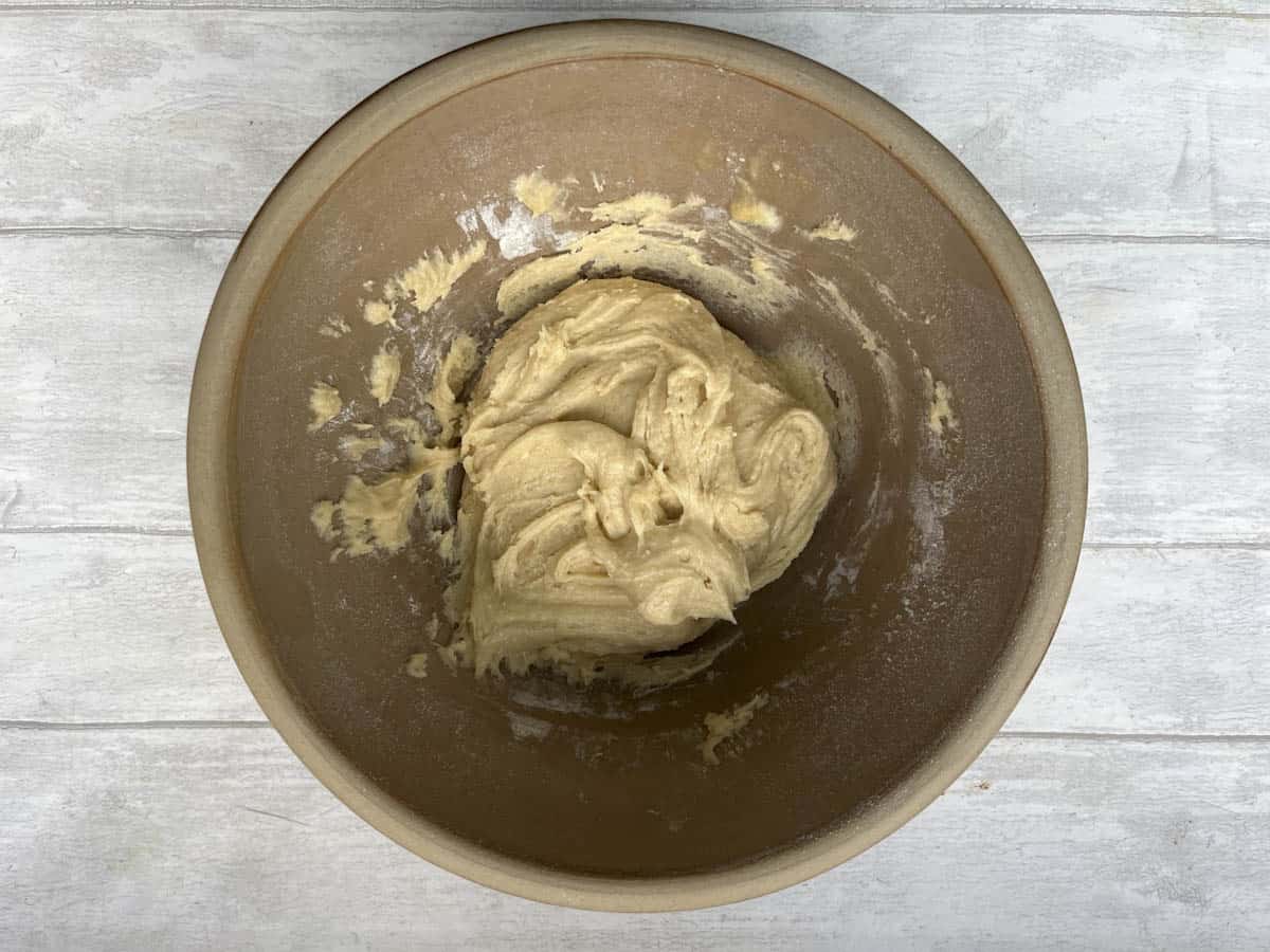 cake batter in a bowl.
