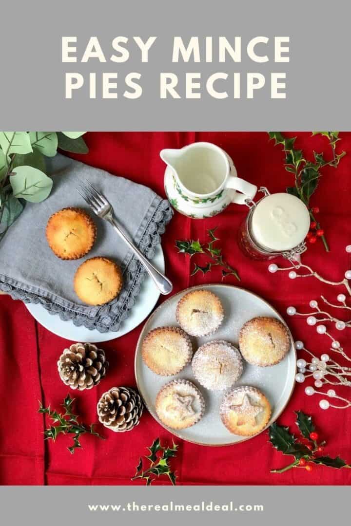 plate of mince pies on red tablecloth