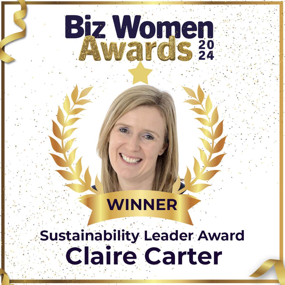 headshot of claire carter winner of sustainability leader award