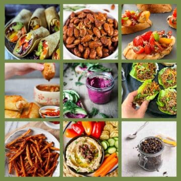 collage of vegan savoury snack ideas