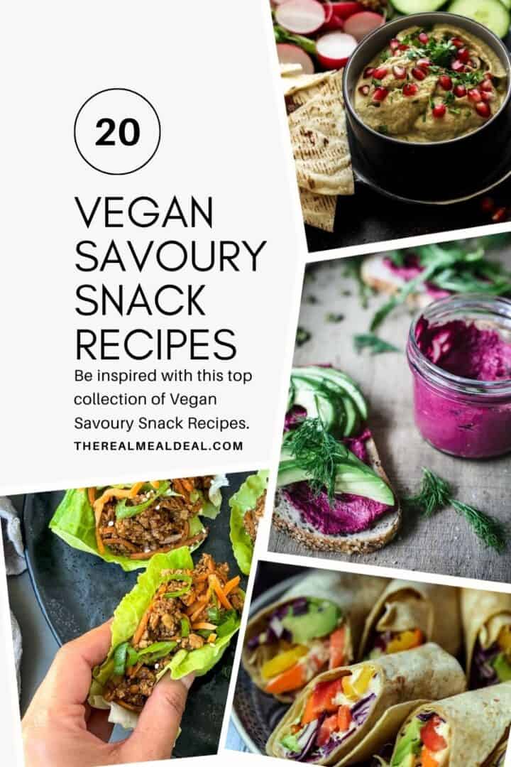 collage of vegan savoury snacks ideas