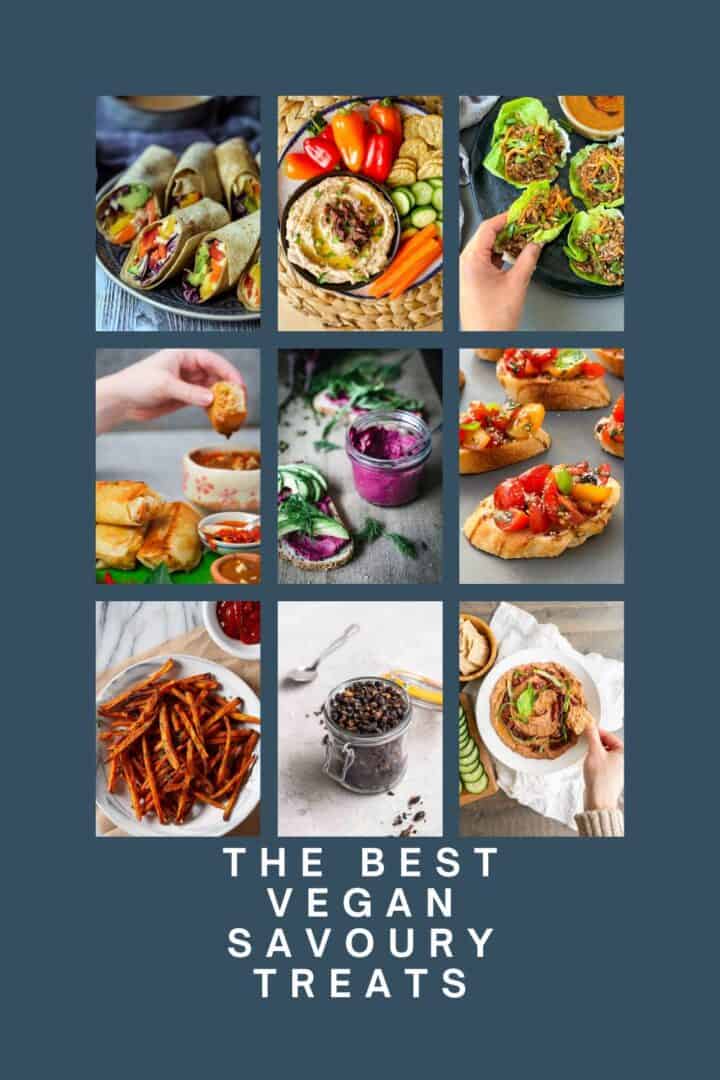 collage of plant-based savoury snack ideas