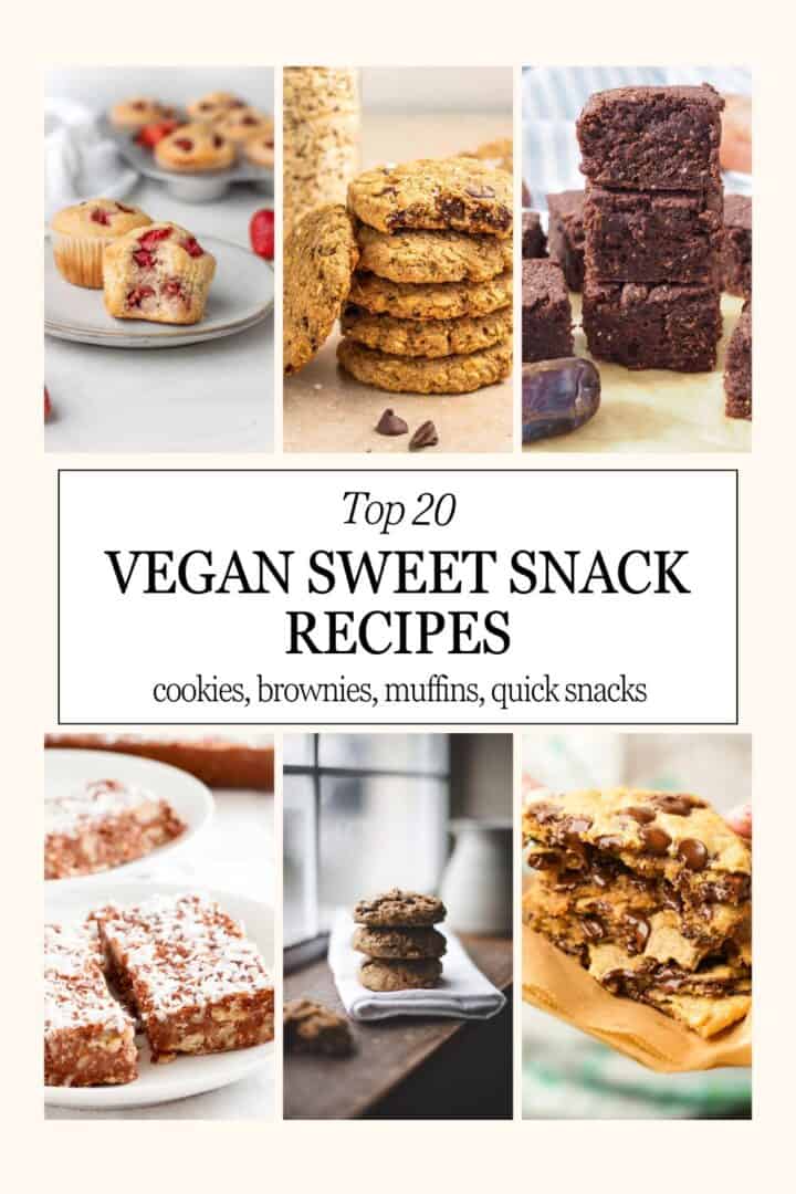 collage of vegan sweet treat recipes
