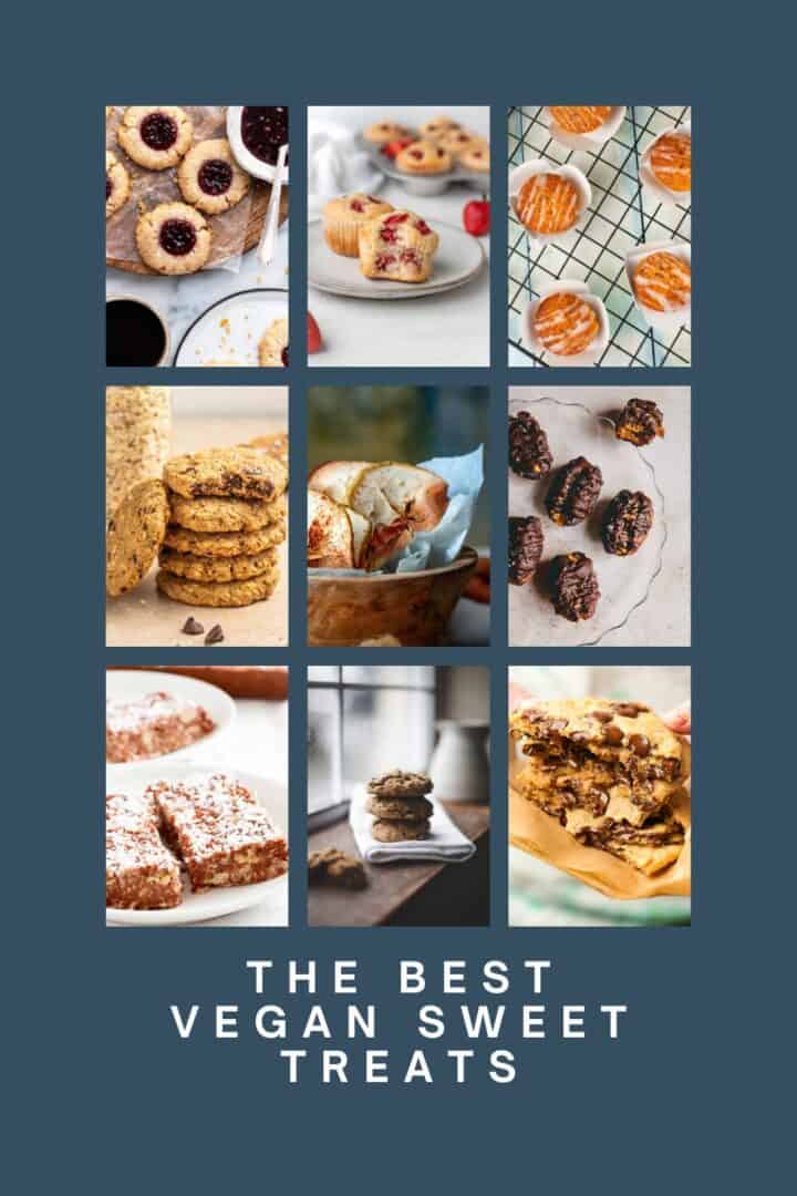 collage of vegan sweet snack recipes