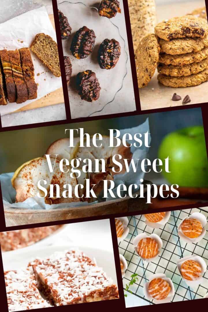 collage of vegan sweet snack recipes