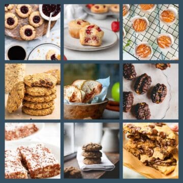 collage of vegan sweet treat recipes