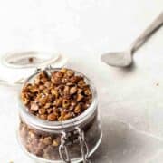 glass jar filled with roasted lentils