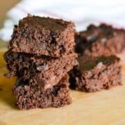stack of dark chocolate brownies