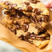 close up of vegan chocolate chip cookies