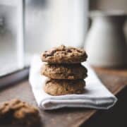 stack of banana bread cookies on a napkin