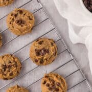 chickpea and peanut butter cookies on cooling rack