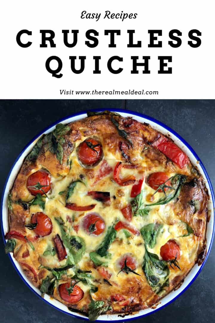 crustless quiche with tomatoes, spinach and bell peppers