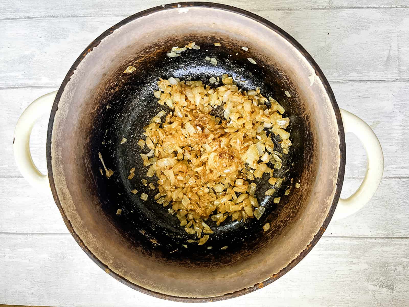 diced onion and garlic fried in ground coriander.