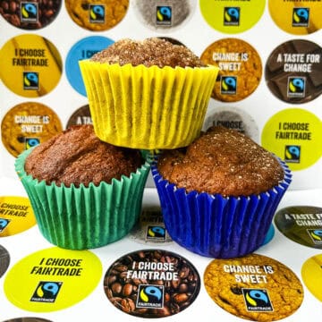 banana and cinnamon fairtrade muffin recipe with fairtrade bananas, sugar and cinnamon.